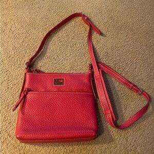 Dooney & Bourke Dillen Letter Carrier Crossbody Raspberry pink pebble leather